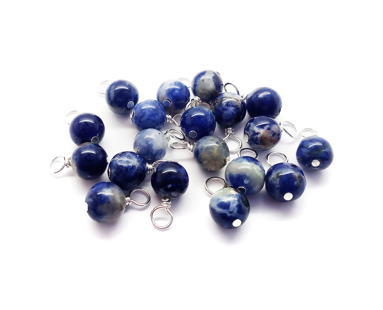 Tiny Sodalite Gemstone Dangles, 10 piece Blue Stone Charms, Adorabilities